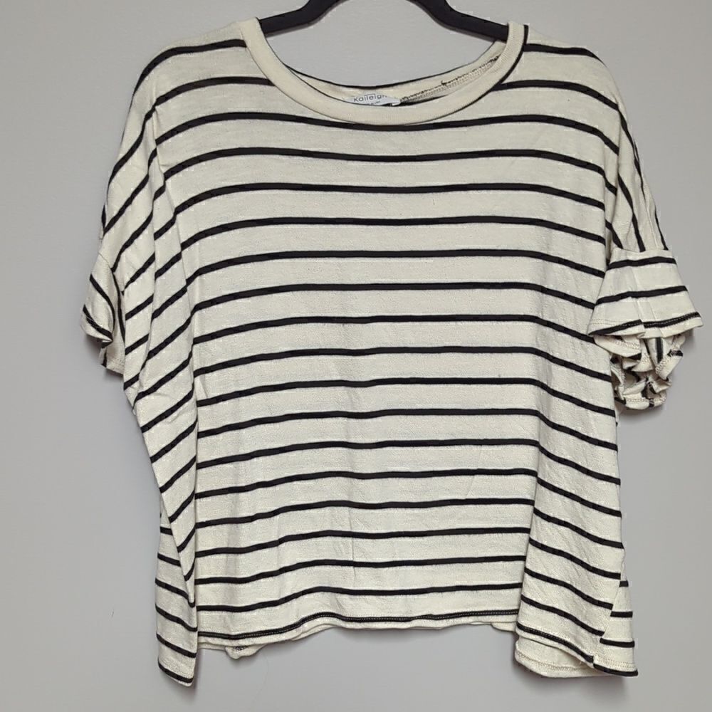 Kayleigh White and Black Striped Blouse